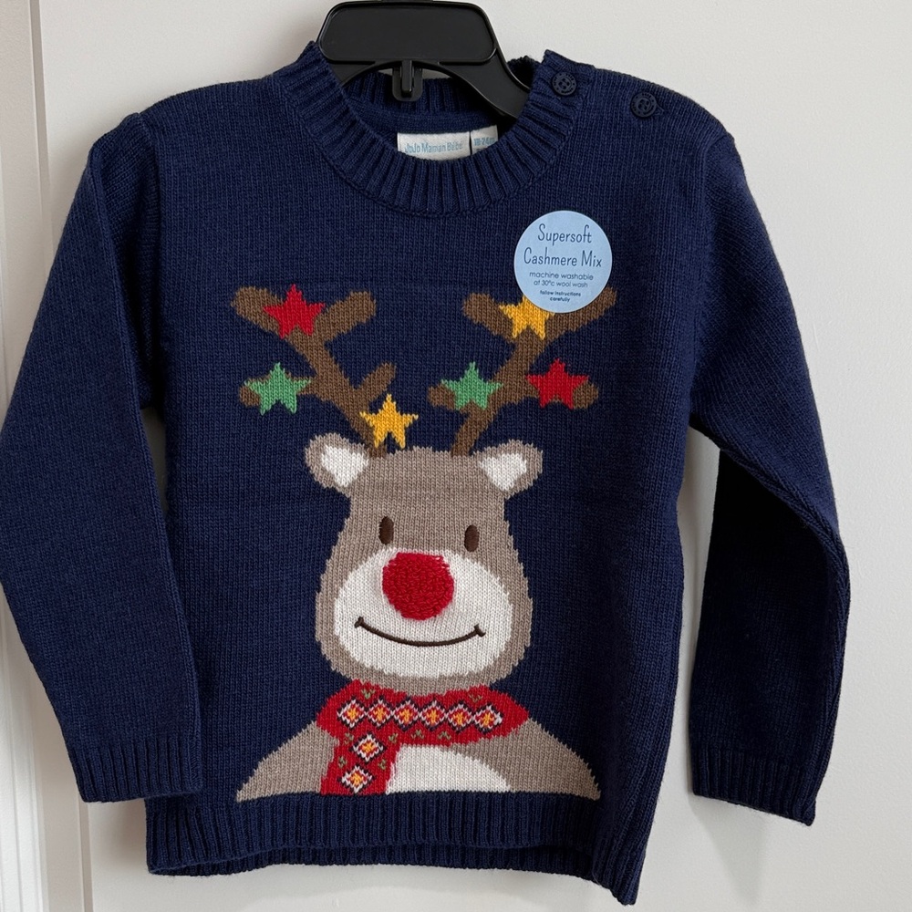 JoJo Maman Bebe Navy Reindeer Sweater